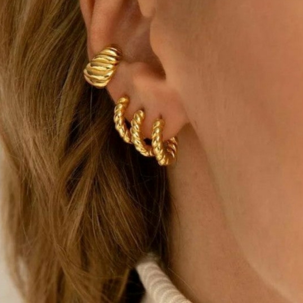 Pair of 18k gold plated over copper huggie earrings; NWOT